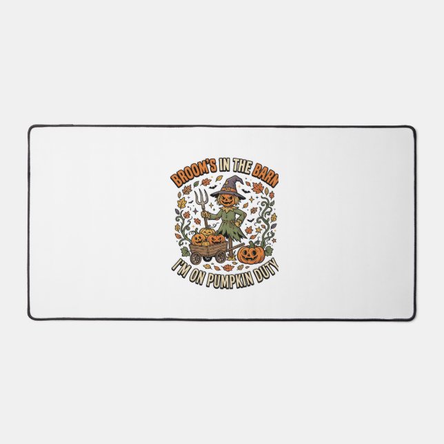 Halloween Witch Pumpkin Patch Humour Desk Mat (Front)