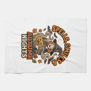 Halloween Witch Pumpkin Vibes Kitchen Towel