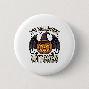 Halloween Witch Pumpkin Vintage Bat Shirt_1 2 Inch Round Button