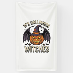 Halloween Witch Pumpkin Vintage Bat Shirt_1 Banner