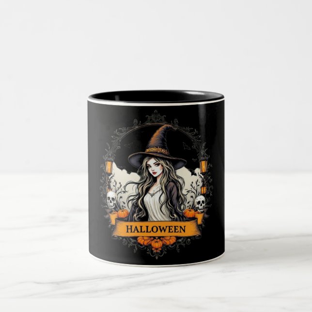 Halloween Witch & Pumpkins Classic Coffee Mug - Sp (Center)