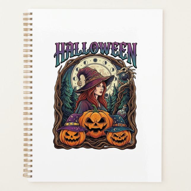 Halloween Witch Pumpkins Moon Phases_1 Planner (Front)