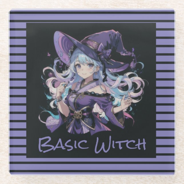 Halloween/Witch/purple  Glass Coaster (Front)