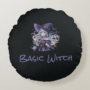 Halloween/Witch/purple Round Pillow