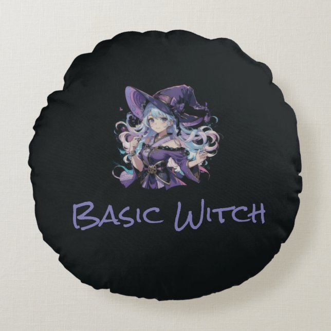 Halloween/Witch/purple Round Pillow (Front)