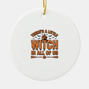 Halloween Witch Quote Vintage Vector Design_1 Ceramic Ornament