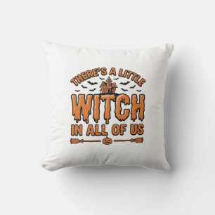 Halloween Witch Quote Vintage Vector Design_1 Throw Pillow
