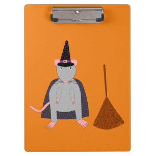 Halloween Witch Rat and Broom Clipboard