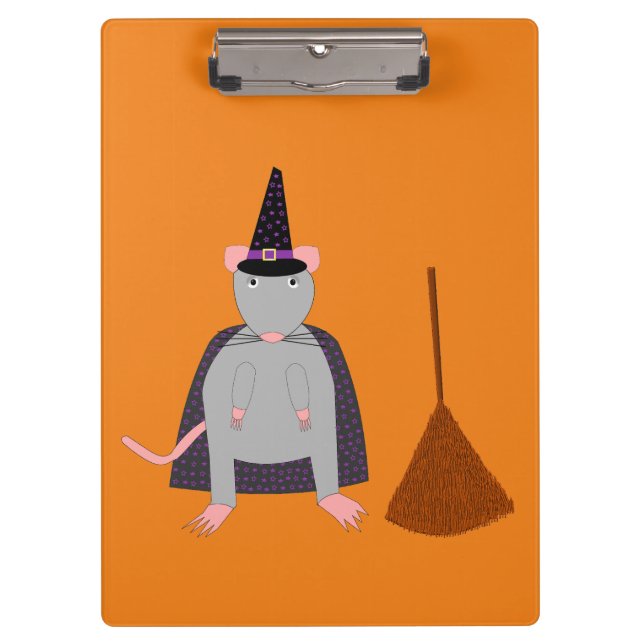 Halloween Witch Rat and Broom Clipboard (Front)