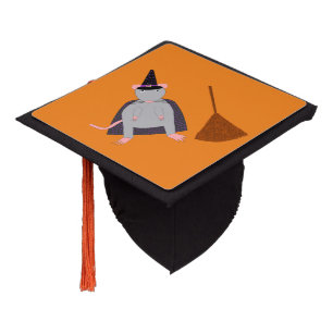 Halloween Witch Rat and Broom Graduation Cap Topper