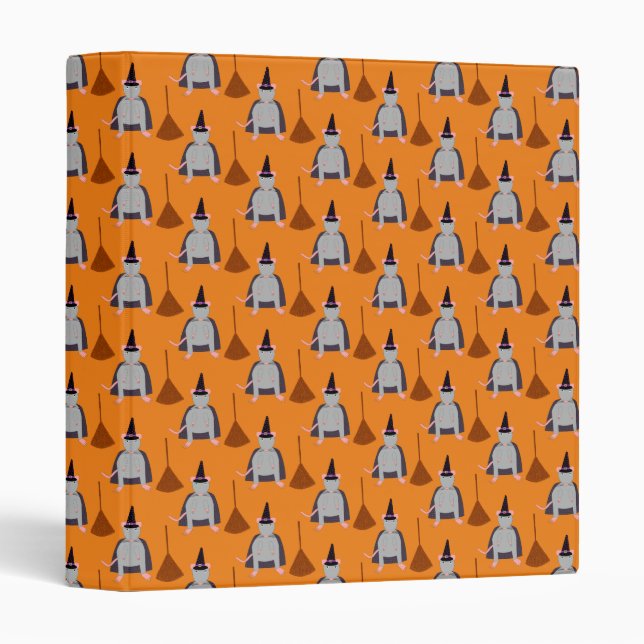 Halloween Witch Rat and Broom Patterned Binder (Front/Spine)