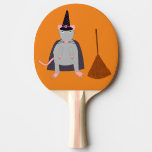 Halloween Witch Rat and Broom Ping Pong Paddle