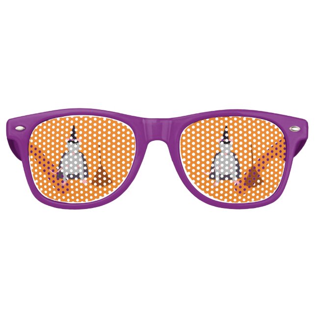 Halloween Witch Rat and Broom Retro Sunglasses (Front)