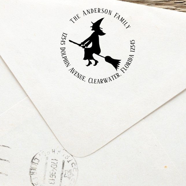 Halloween Witch Return Address Custom Self-inking Stamp (Halloween witch custom return address stamp. )