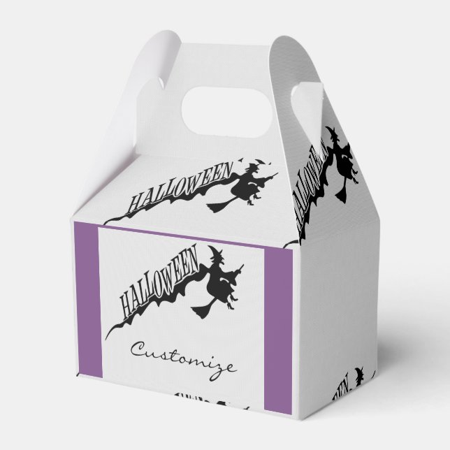Halloween Witch Riding Broom Thunder_Cove Favor Box (Front Side)