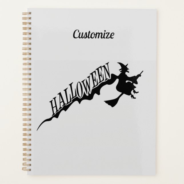 Halloween Witch Riding Broom Thunder_Cove Planner (Front)