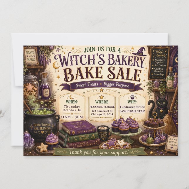 Halloween Witch’s Bakery Bake Sale Invitation (Front)