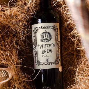Halloween Witch’s Brew Drinks Funny Spooky  Wine  Label