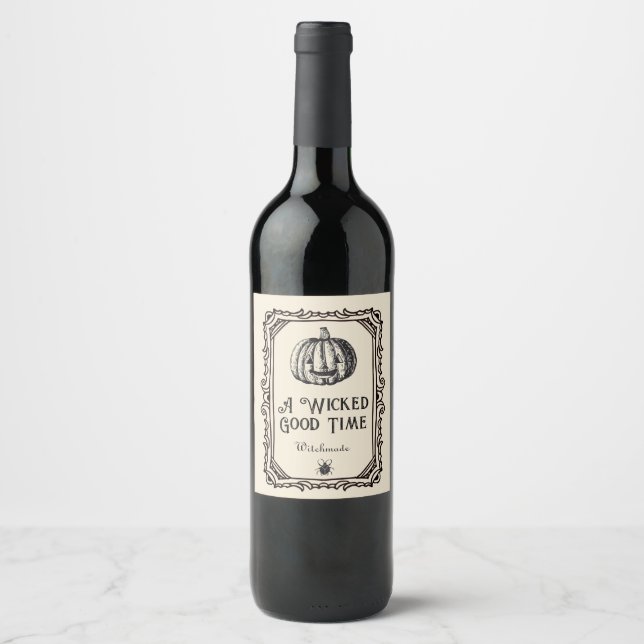 Halloween Witch’s Brew Drinks Funny Spooky  Wine  Label (Front)