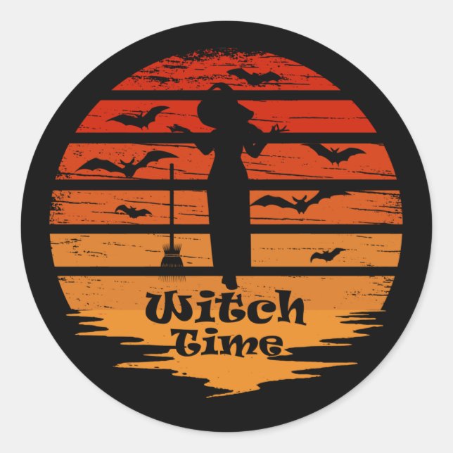 Halloween witch season classic round sticker (Front)