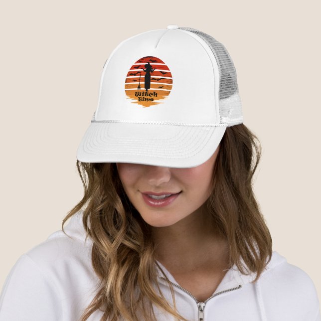 Halloween witch season trucker hat (In Situ)
