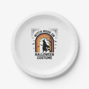 Halloween Witch Shirt Funny Costume Vintage Engrav Paper Plate