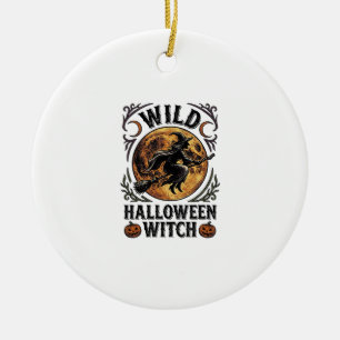 Halloween Witch Shirt Vintage Broom Moon Graphic_1 Ceramic Ornament
