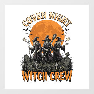 Halloween Witch Shirt Vintage Engraved Coven Night Window Cling