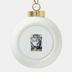 Halloween Witch Shirt Vintage Ghost Humour Design_ Ceramic Ball Christmas Ornament