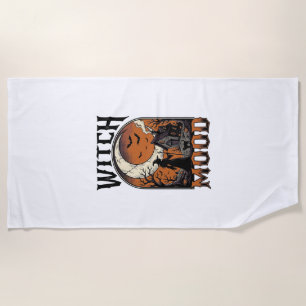 Halloween Witch Shirt Vintage Haunted Moon Design_ Beach Towel
