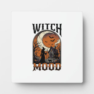 Halloween Witch Shirt Vintage Haunted Moon Design_ Plaque