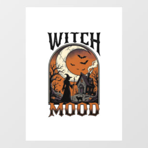 Halloween Witch Shirt Vintage Haunted Moon Design_ Window Cling