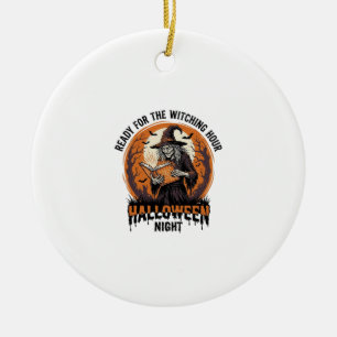 Halloween Witch Shirt Vintage Spellbook Reading De Ceramic Ornament