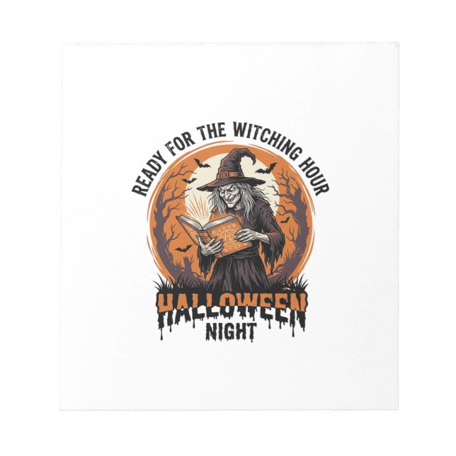 Halloween Witch Shirt Vintage Spellbook Reading De Notepad (Front)