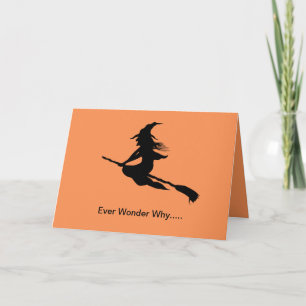 Halloween Witch Silhouette Broom Riding Card