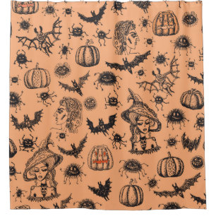 Halloween Witch Silhouette: Cartoon Pattern.