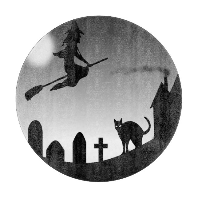 HALLOWEEN WITCH SILHOUETTE CUTTING BOARD (Front)