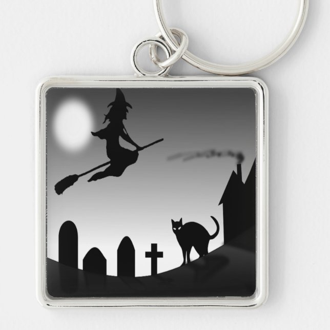 HALLOWEEN WITCH SILHOUETTE KEYCHAIN (Front)