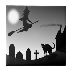 HALLOWEEN WITCH SILHOUETTE TILE
