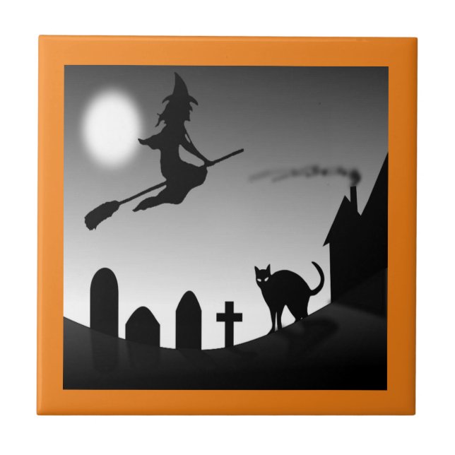 HALLOWEEN WITCH SILHOUETTE TILE (Front)