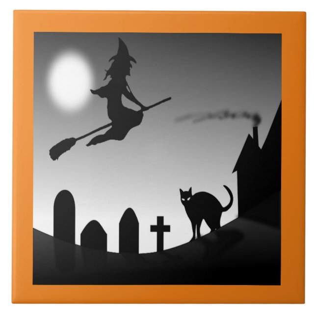HALLOWEEN WITCH SILHOUETTE TILE (Front)
