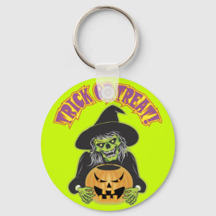 Halloween Witch Skull Keychain