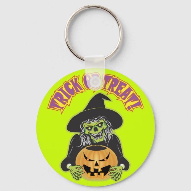 Halloween Witch Skull Keychain (Front)