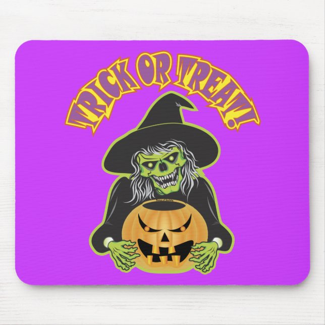 Halloween Witch Skull Mouse Pad (Front)