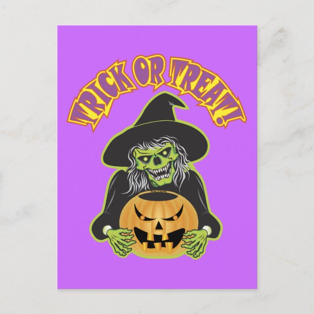 Halloween Witch Skull Postcard (Front)