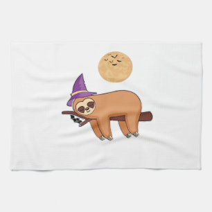 Halloween Witch Sloth Oversized T-Shirt Kitchen Towel