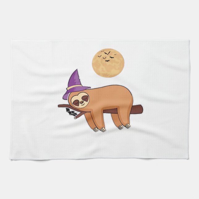 Halloween Witch Sloth Oversized T-Shirt Kitchen Towel (Horizontal)