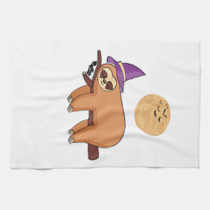 Halloween Witch Sloth Oversized T-Shirt Kitchen Towel