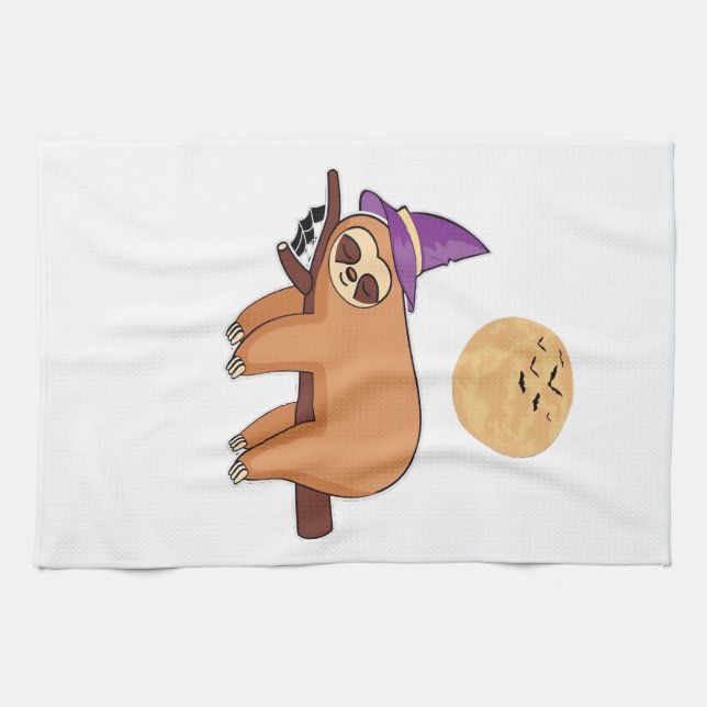 Halloween Witch Sloth Oversized T-Shirt Kitchen Towel (Horizontal)