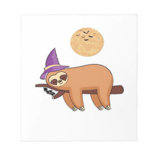 Halloween Witch Sloth Oversized T-Shirt Notepad